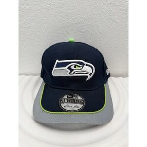 Seattle Seahawks New Era 39THIRTY Flex Fit Hat Cap M/L NFL Navy Gray NEW